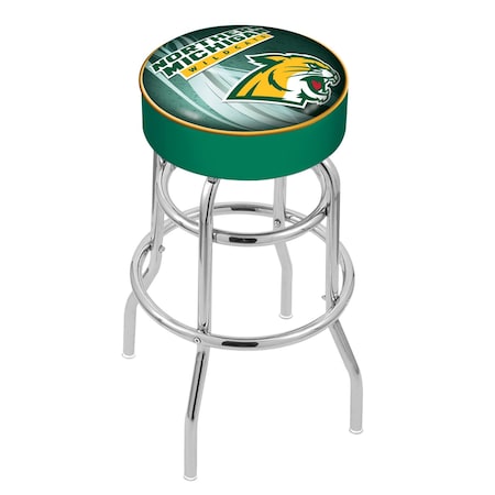 Holland Bar Stool Co 30" Northern Michigan Cushion Seat, 2-Ring Chrome Swivel Bar Stool L7C130NorMic-D2